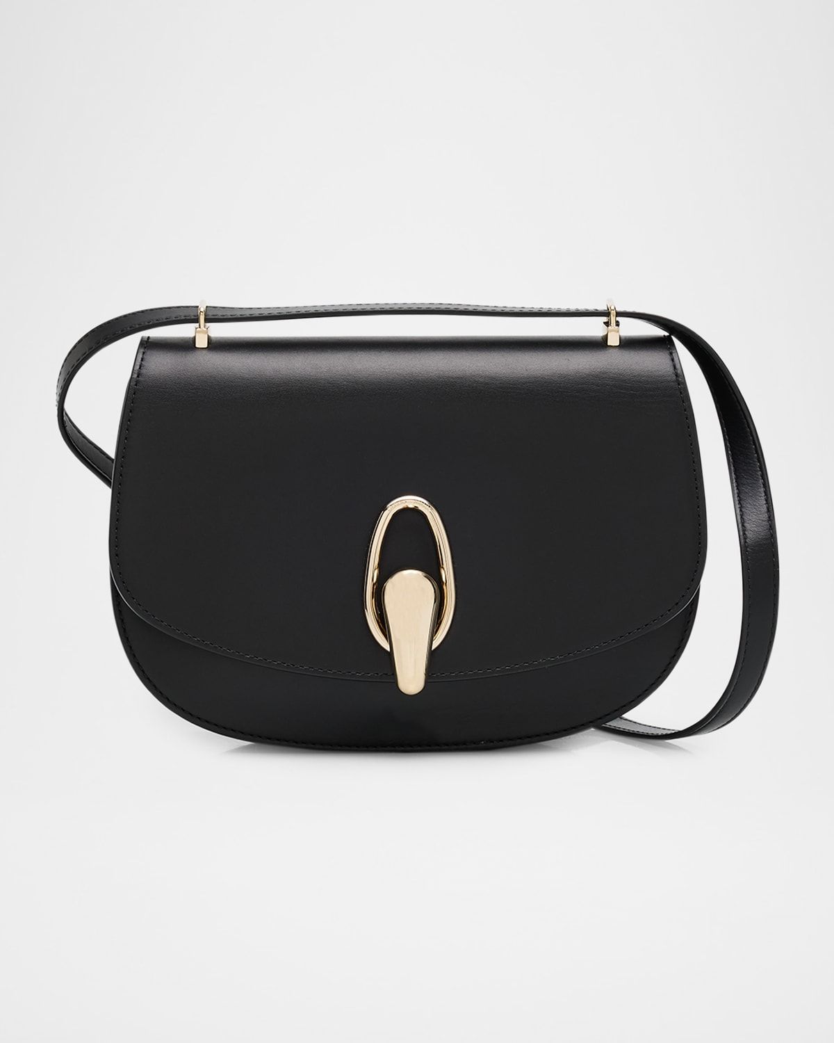 Rhinos Teardrop Turn-Lock Leather Crossbody Bag