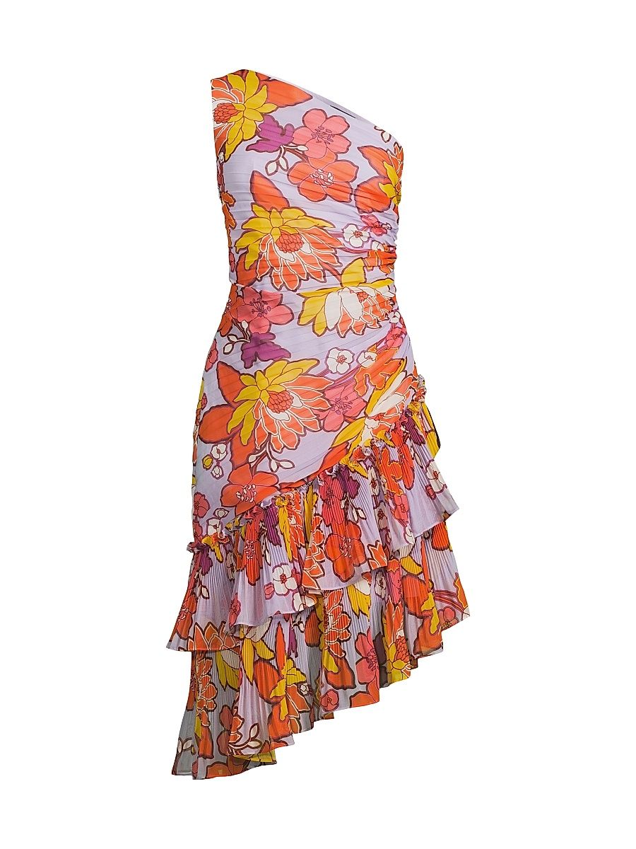 Women's Lana Floral Asymmetric Midi-Dress - Orchid Multi - Size 16