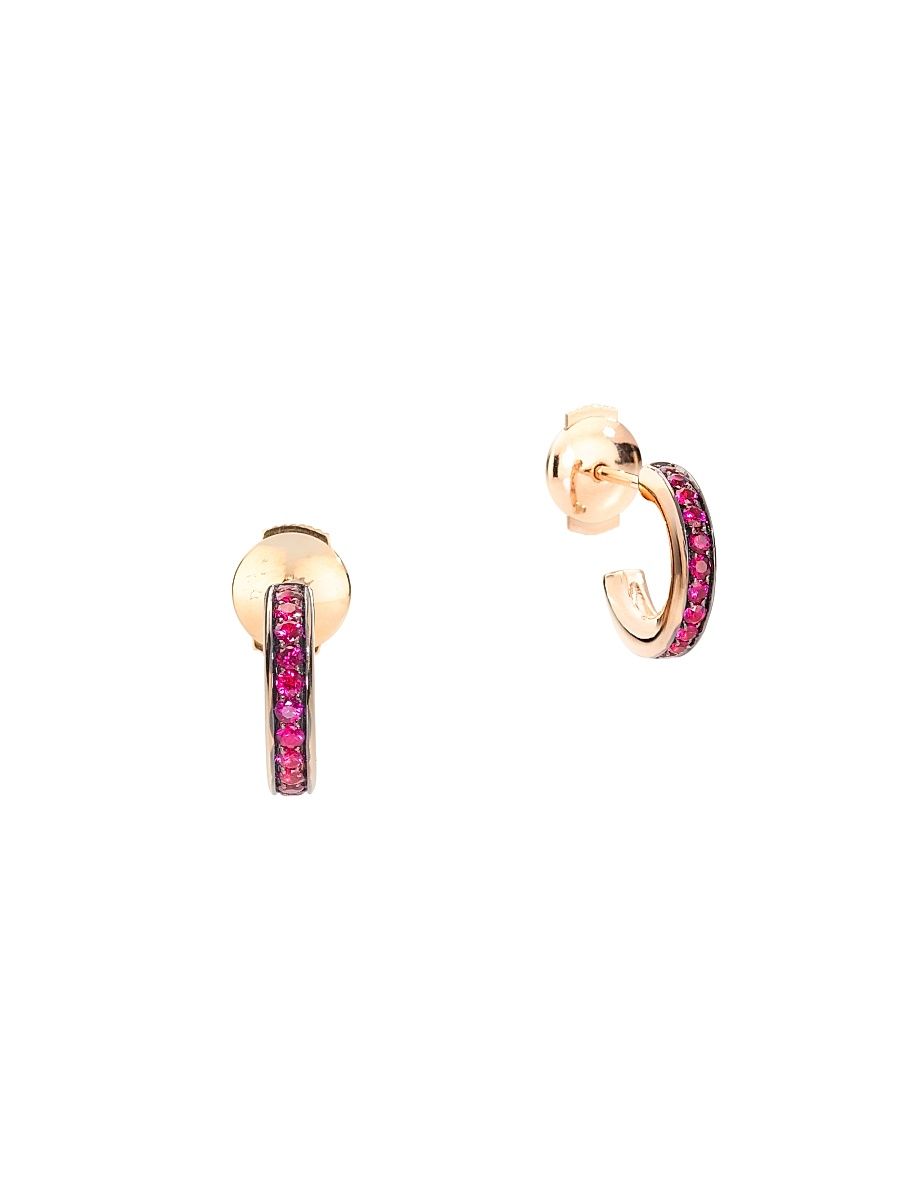Women's Iconica 18K Rose Gold & Ruby Hoop Earrings