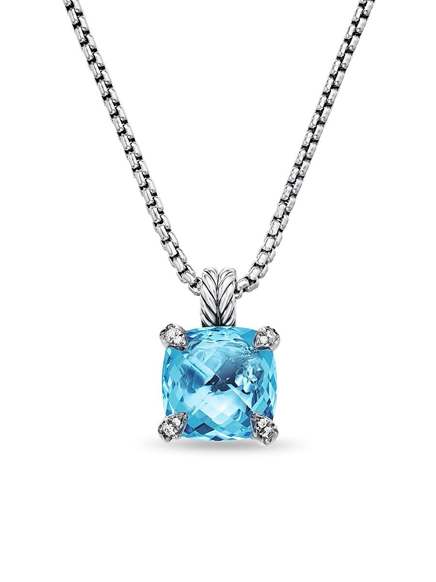 David Yurman Women's Chatelaine Pendant Necklace in Sterling Silver - Blue Topaz - Size 18