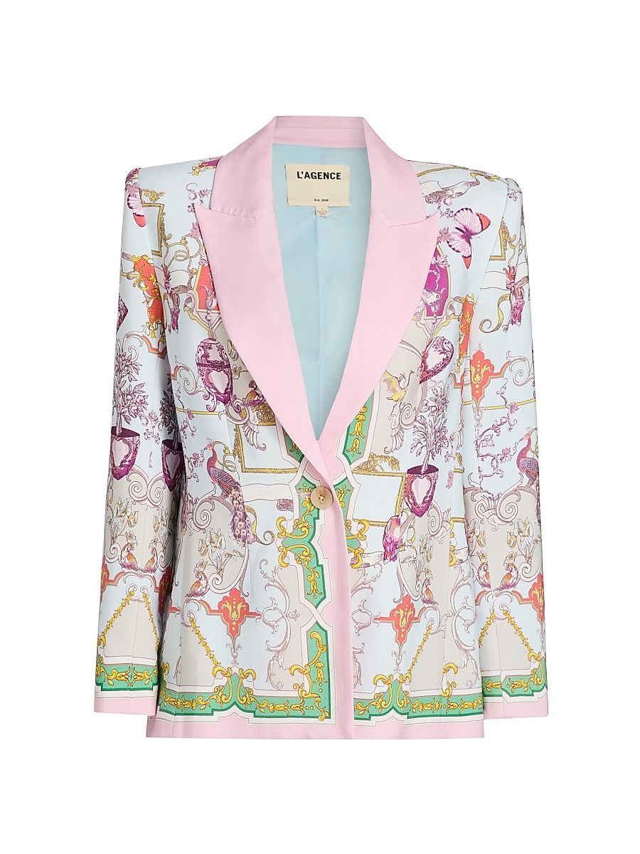 Women's Gweny Scarf-Print Relaxed Blazer - Multi Baroque Toile - Size 8