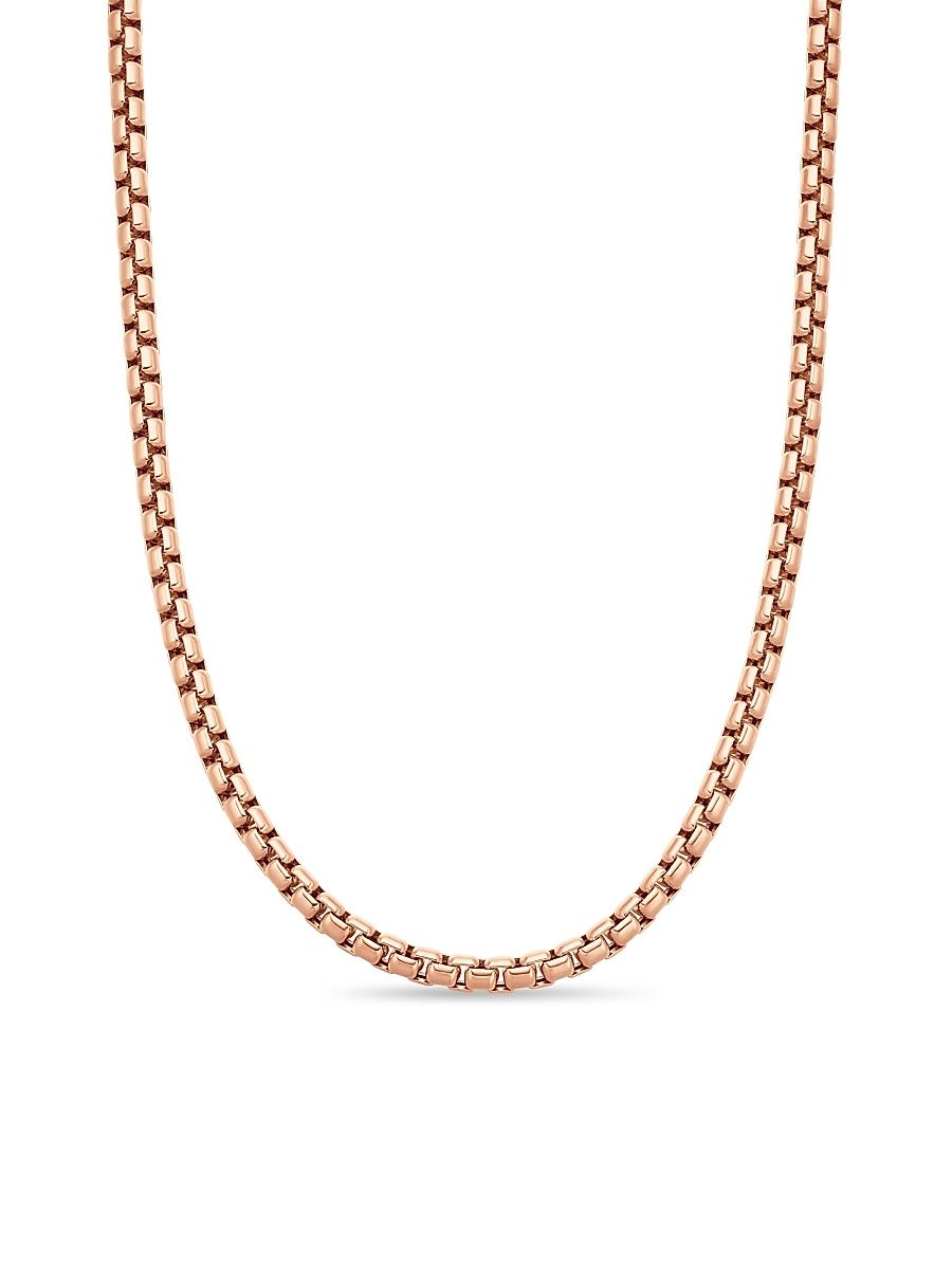 Men's Box Chain Necklace In 18K Rose Gold, 5mm - Rose Gold - Size 22