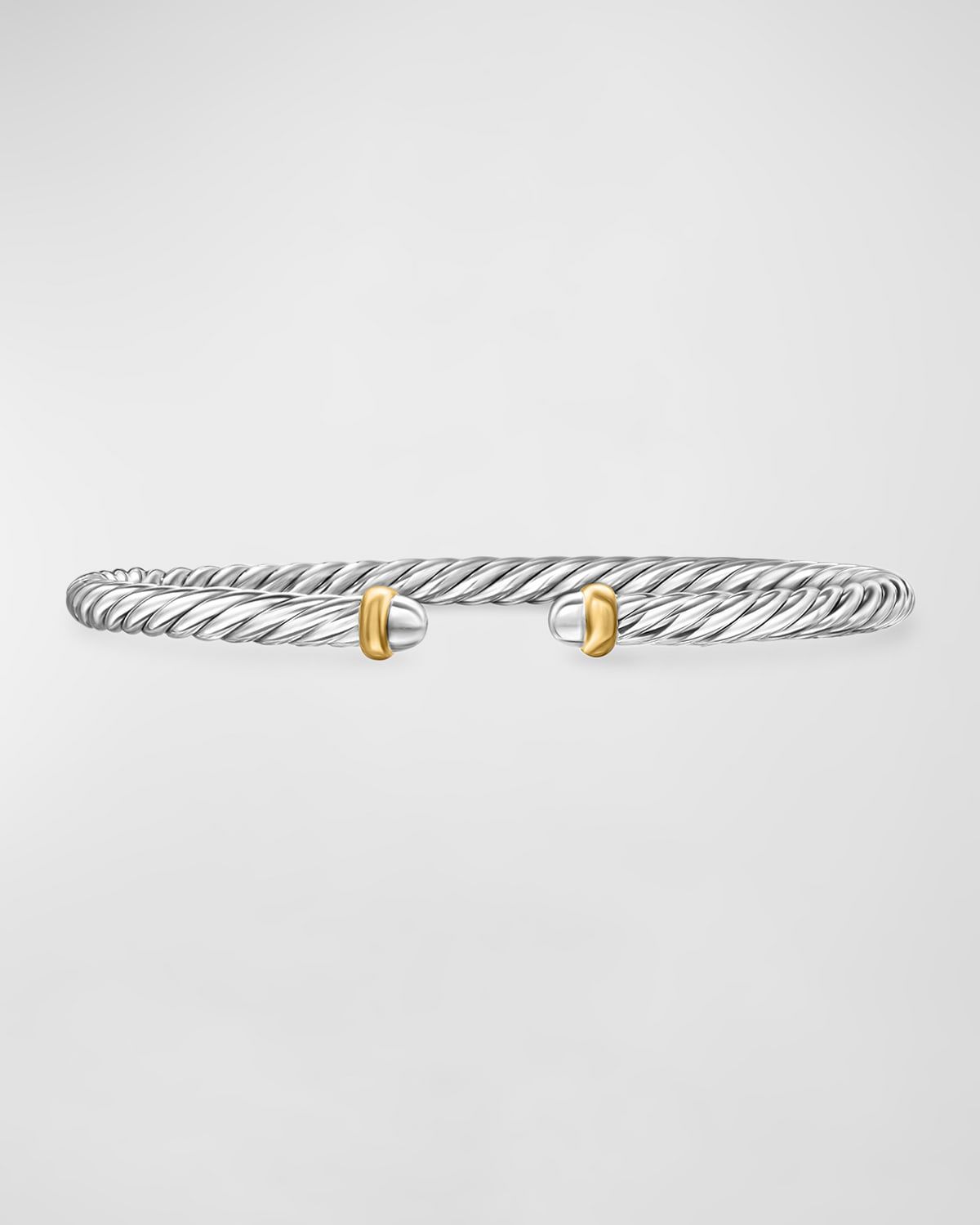 Cable Flex Bracelet with Gemstone in Silver and 14K Gold