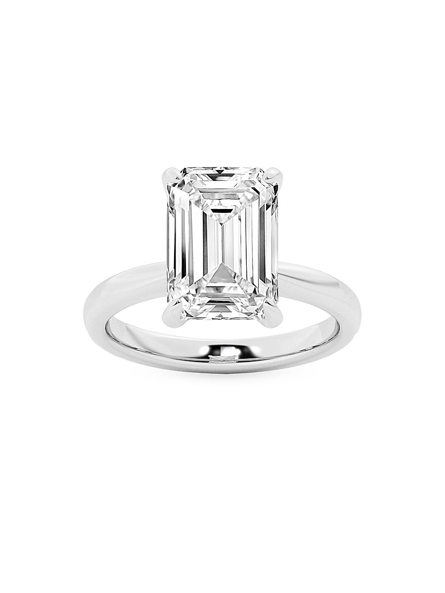 Women's 14K White Gold & 5.5 TCW Emerald-Cut Lab-Grown Diamond Solitaire Ring - White Gold - Size 7