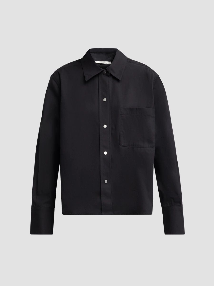 Vince Women's Cotton Snap-Front Shirt - Black - Size XXS