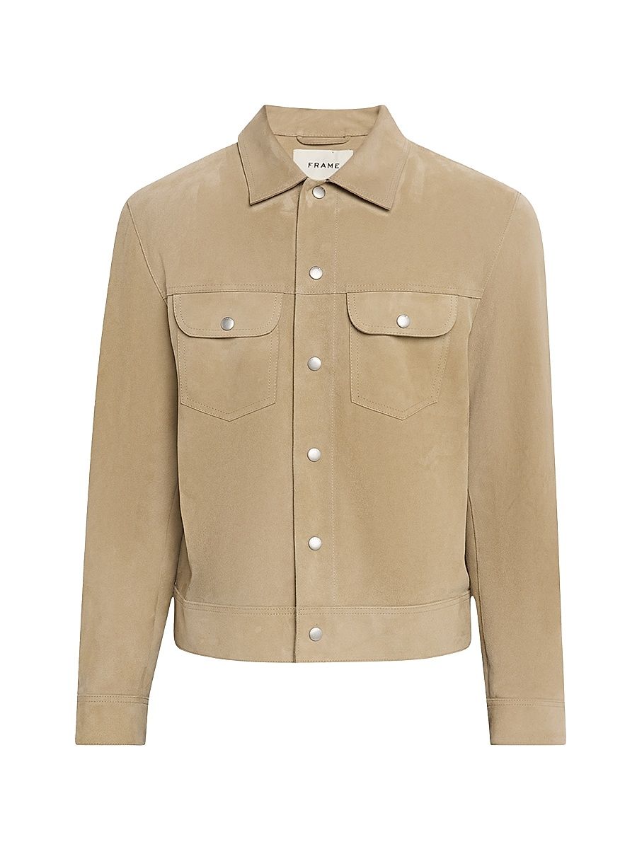 Men's Suede Trucker Jacket - Oxford Beige - Size XXL