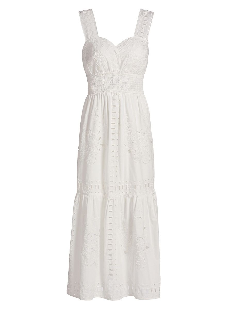 Women's Fawn Cotton Sleeveless Midi-Dress - White - Size XL