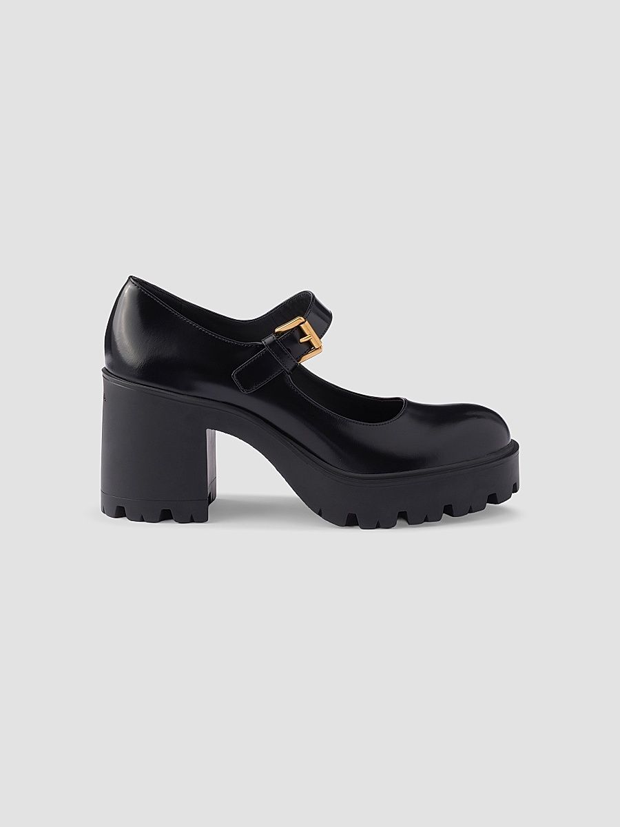 Women's Brushed Leather Pumps - Black - Size 11