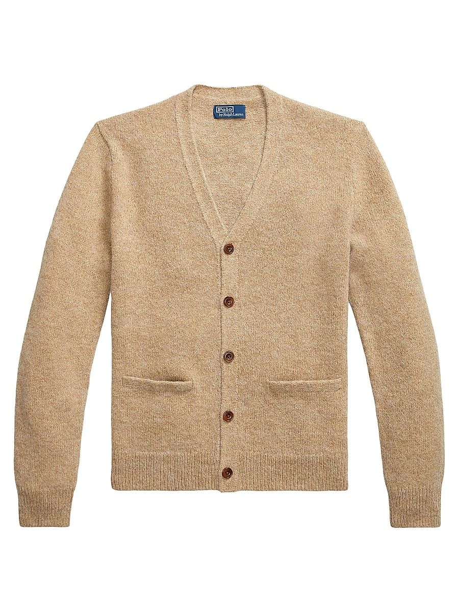 Men's Wool-Alpaca-Blend Cardigan - Wheat Tan Heather - Size XXL