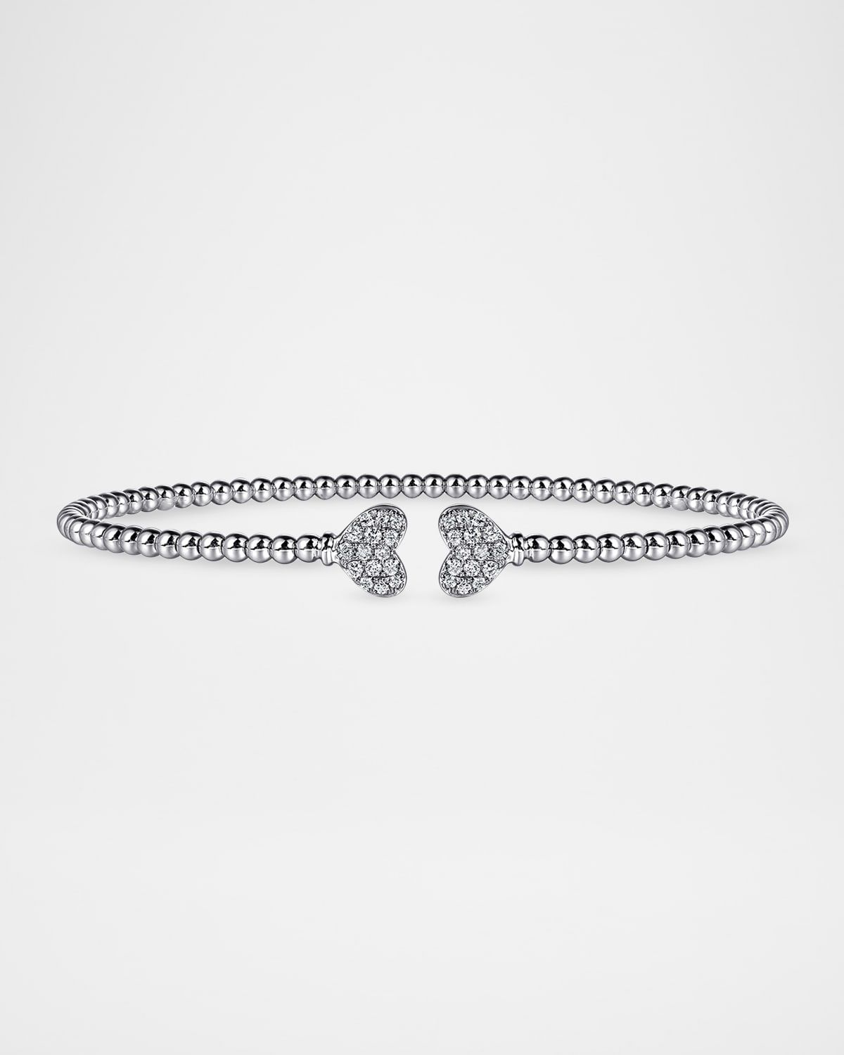 14K White Gold Bujukan Diamond Hearts Split Bangle