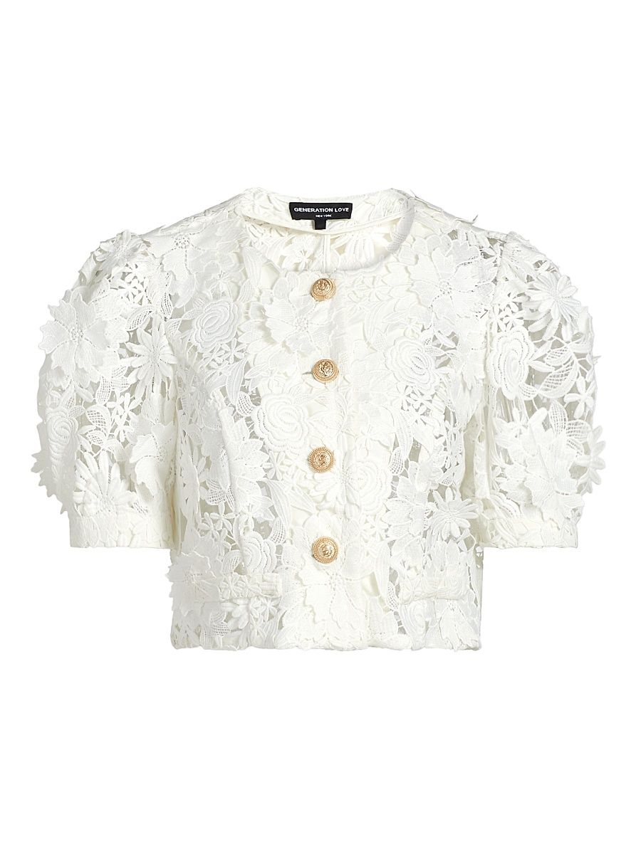 Women's Joanie 3D Lace Jacket - White - Size Large