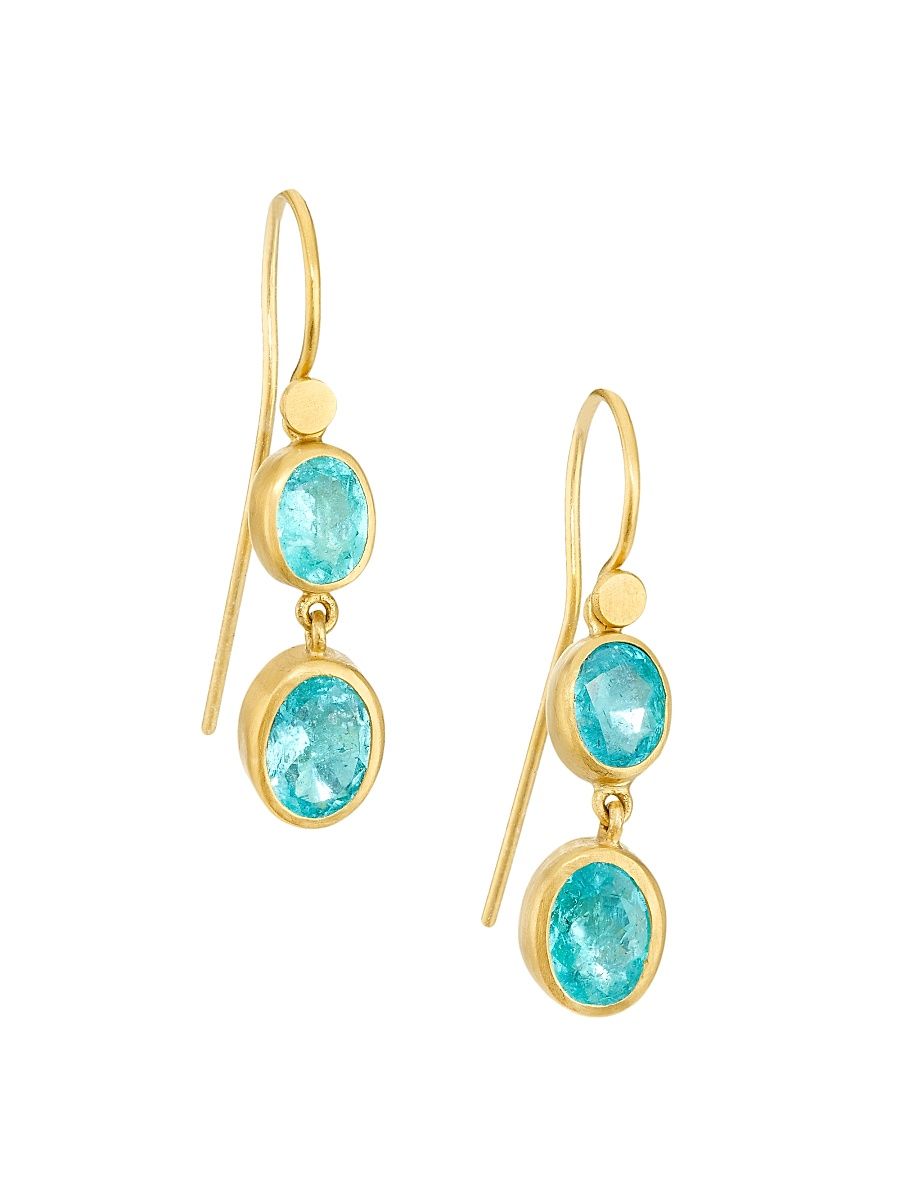 Women's 22K Yellow Gold & Paraiba-Tourmaline Double-Drop Earrings - Yellow Gold