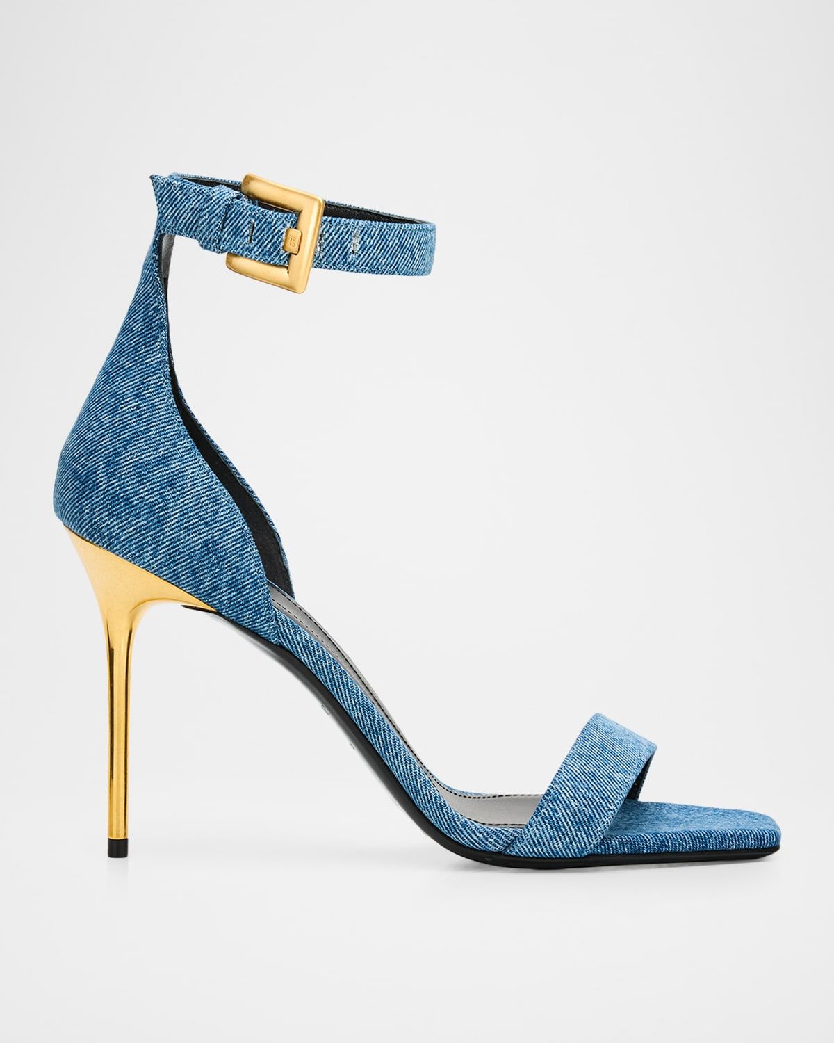 100mm Anthem Denim Ankle-Strap Sandals