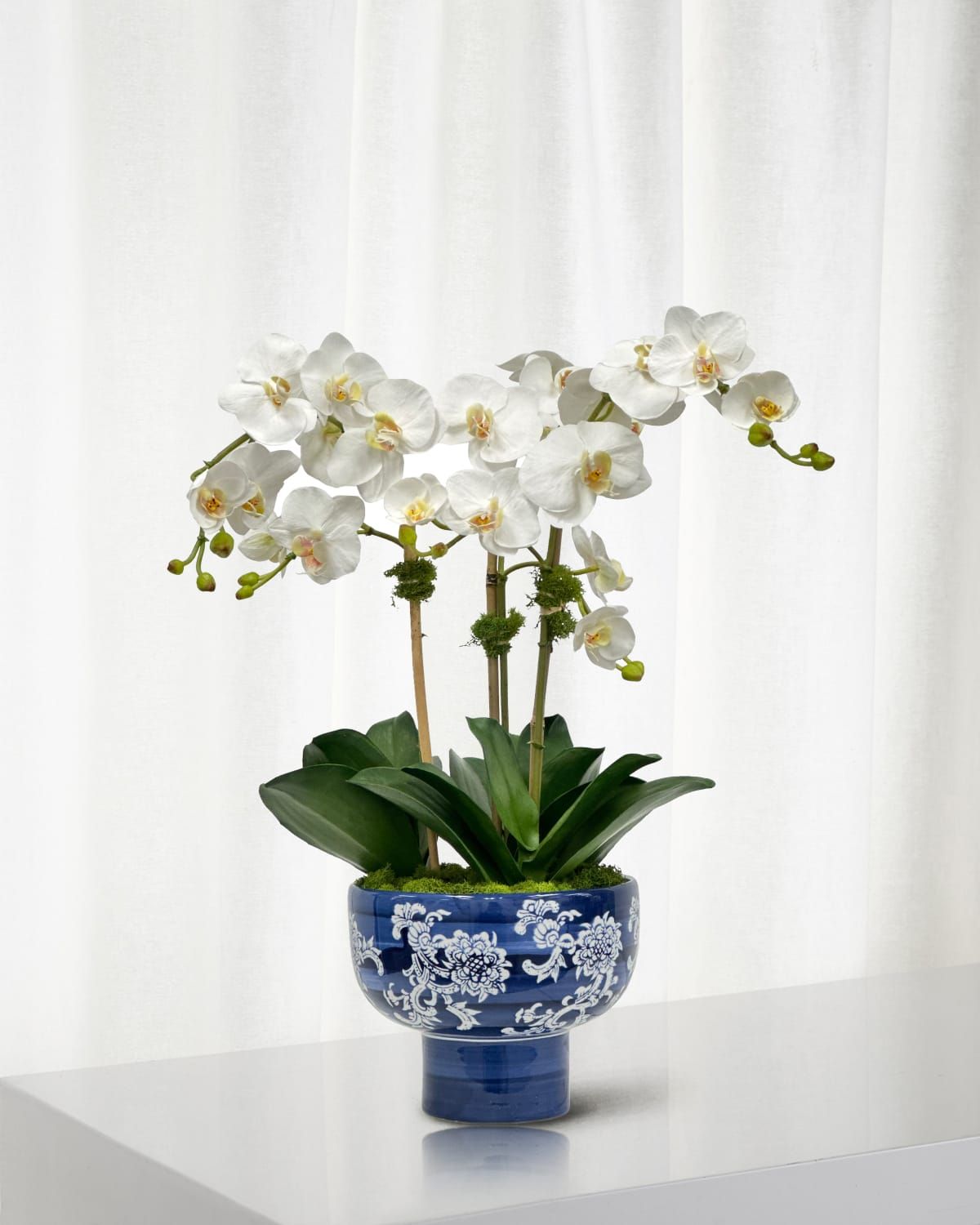 Orchid 21" Faux Floral Arrangement in Porcelain Bowl
