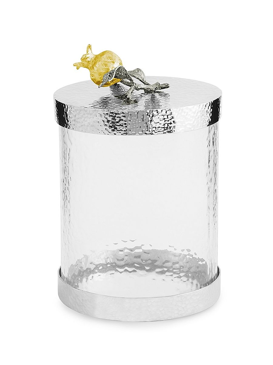 Small Pomegranate Silver & Gold Canister - Grey Yellow