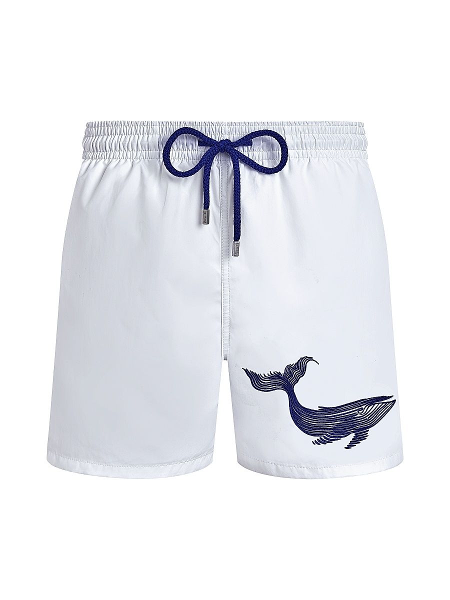 Men's Embroidered Whale Swim Shorts - Blanc - Size XXL