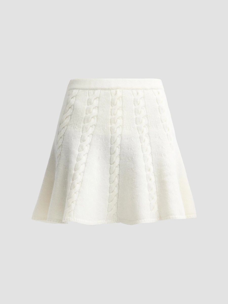 FERRAGAMO Women's Cable-Knit Wool-Cashmere Mini Skirt - White - Size XS
