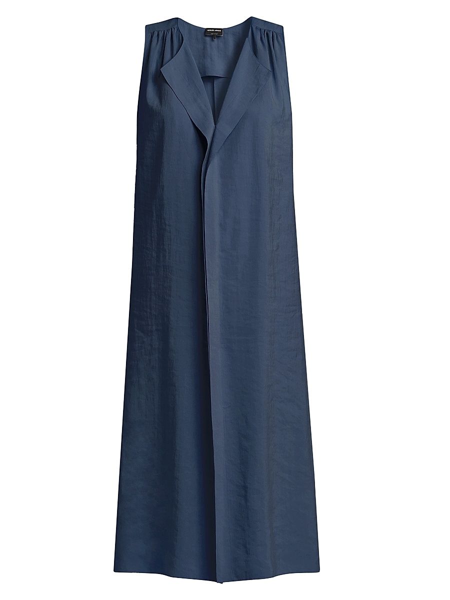 Women's Silk-Blend Center-Seam Midi-Dress - Solid Medium Blue - Size 14