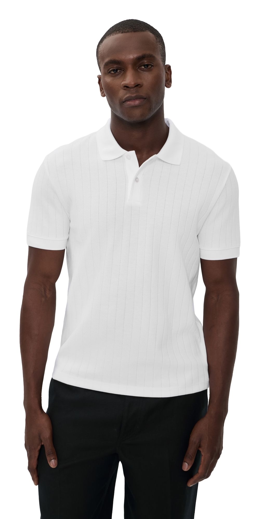 Vince Drop Needle Stripe Polo Optic White XXL