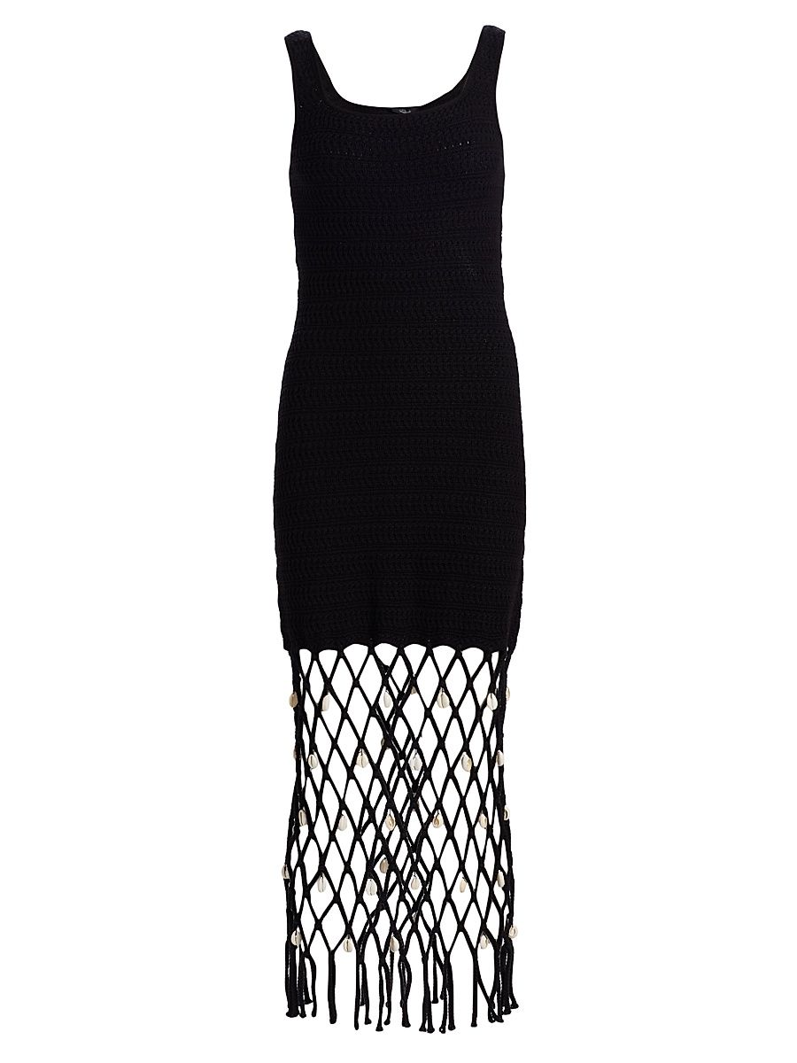 Women's Nastia Shell-Embellished Knit Midi-Dress - Black - Size Large