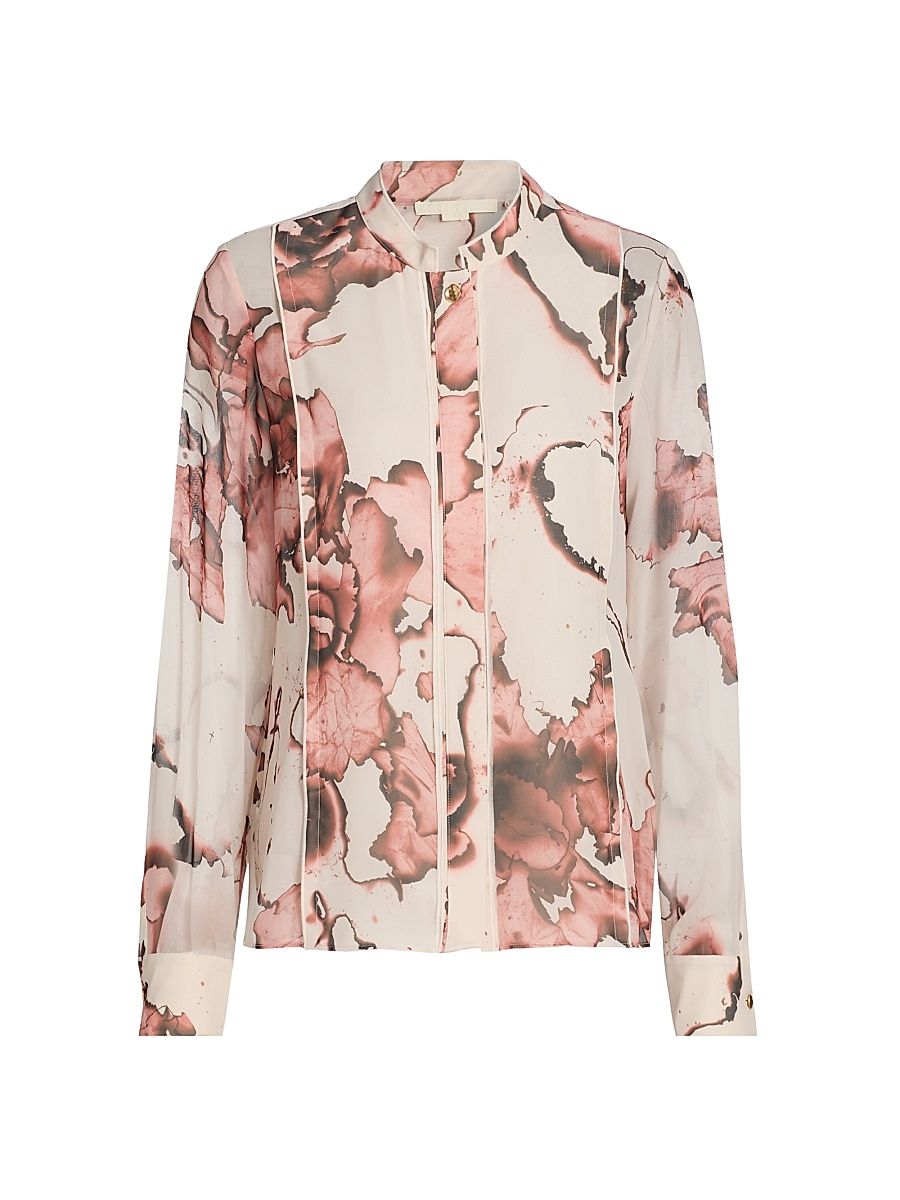 Women's Burnt Floral Print Blouse - Sand Pink Ginger - Size 10