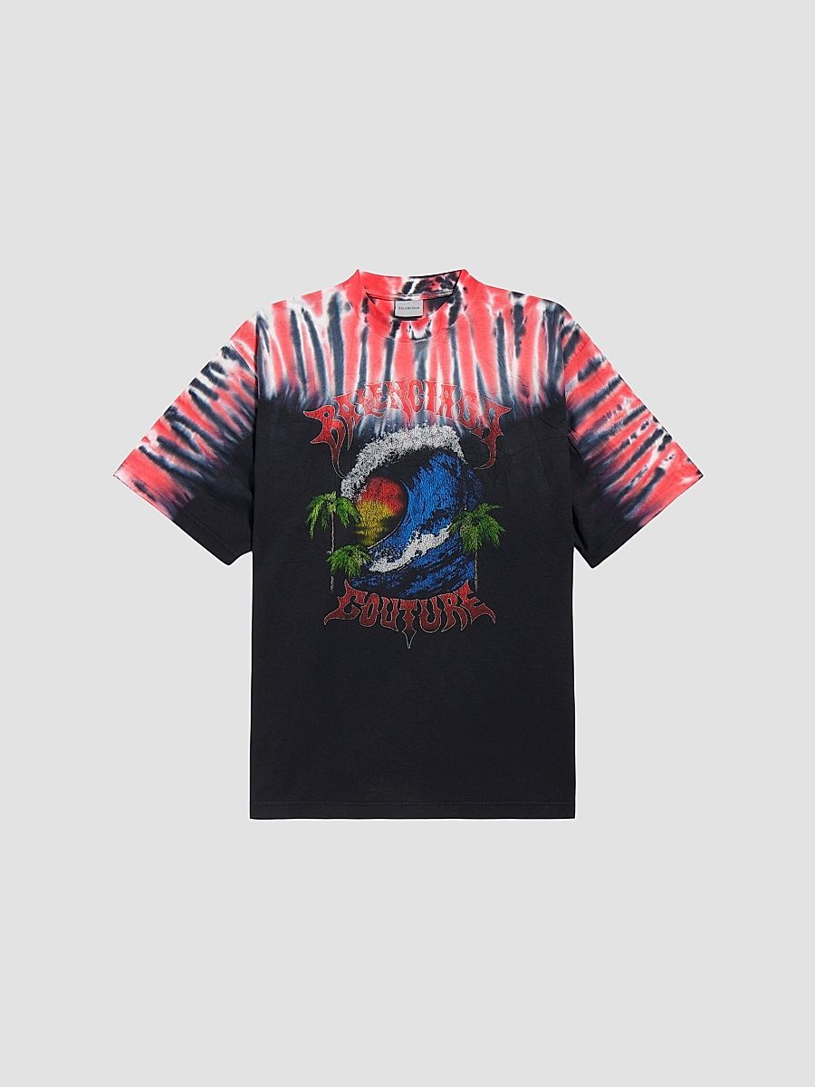 Balenciaga Men's Extreme Tie Dye Medium Fit T-Shirt - Multicolored - Size XXL