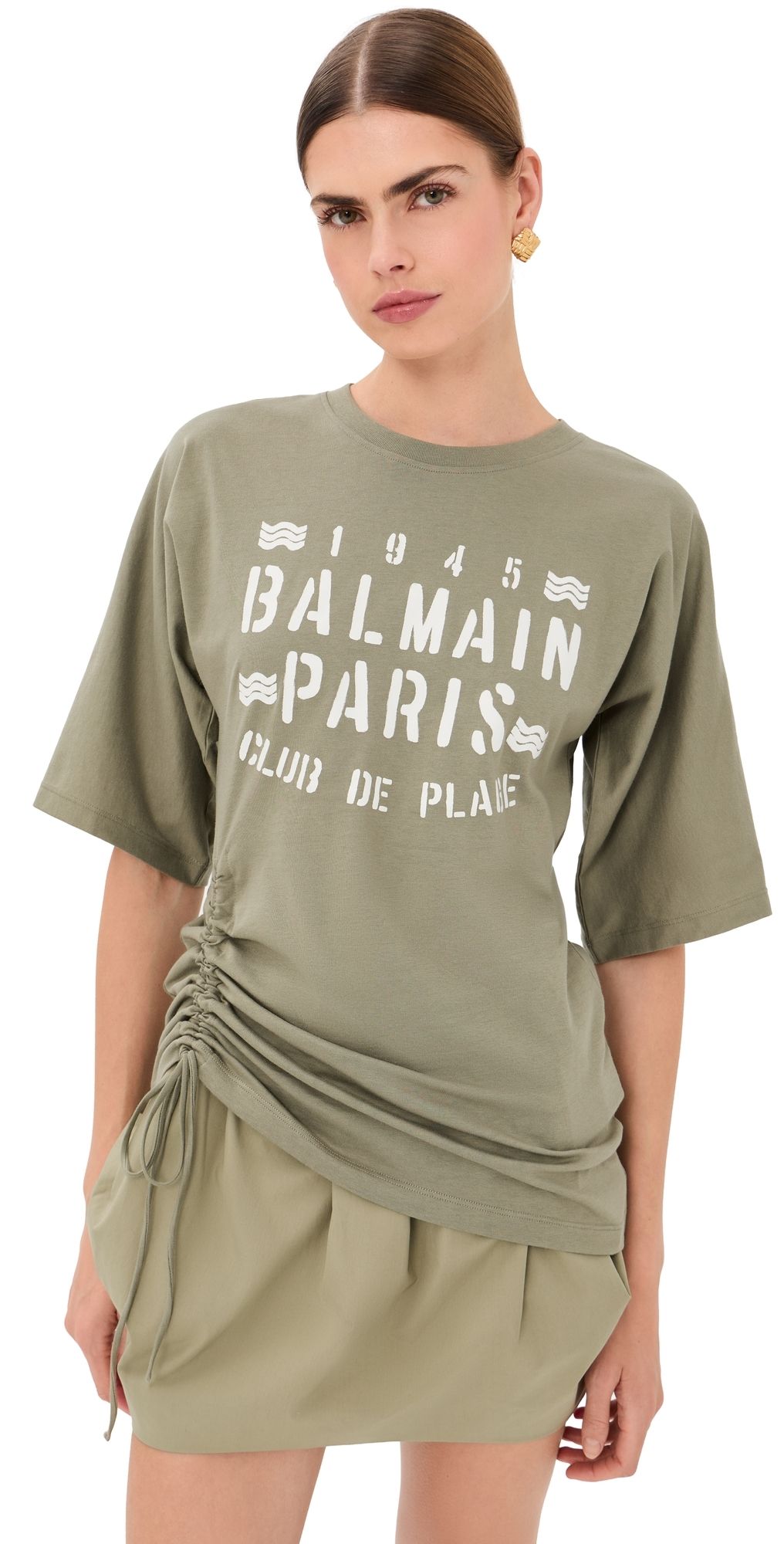 Balmain Club 45 Jersey Tee Sauge/Beige Clair L