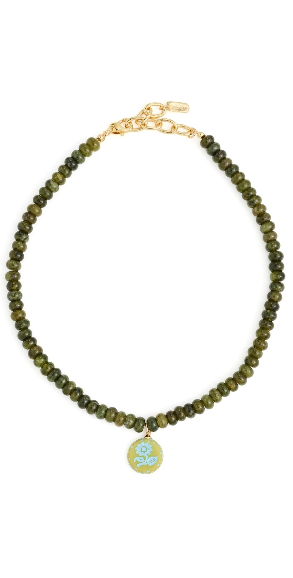 Logan Tay Green Beaded Pendant Necklace Multi-Color One Size