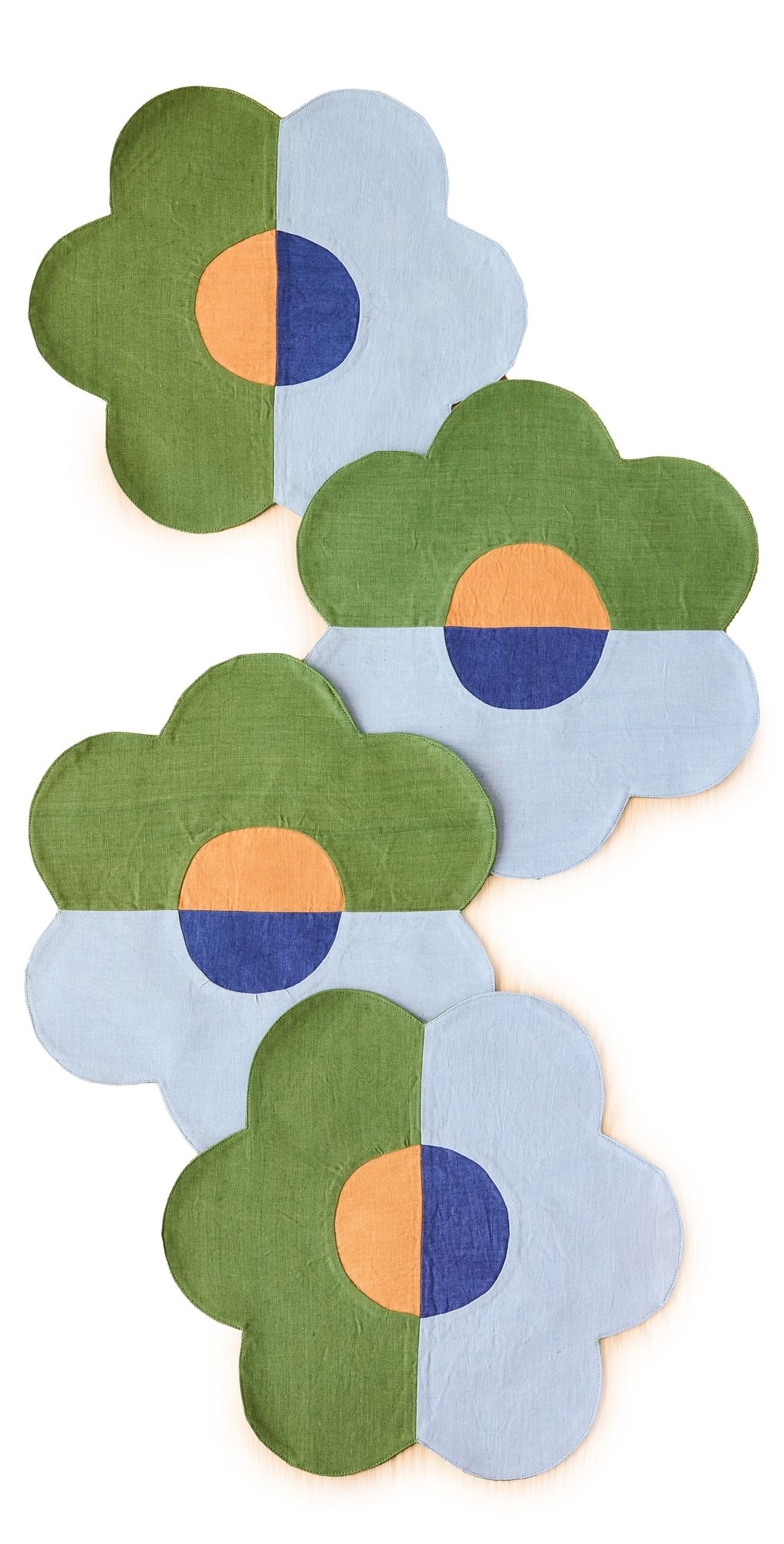 Misette Linen Patchwork Placemats Set of 4 Floral/Green/Blue One Size