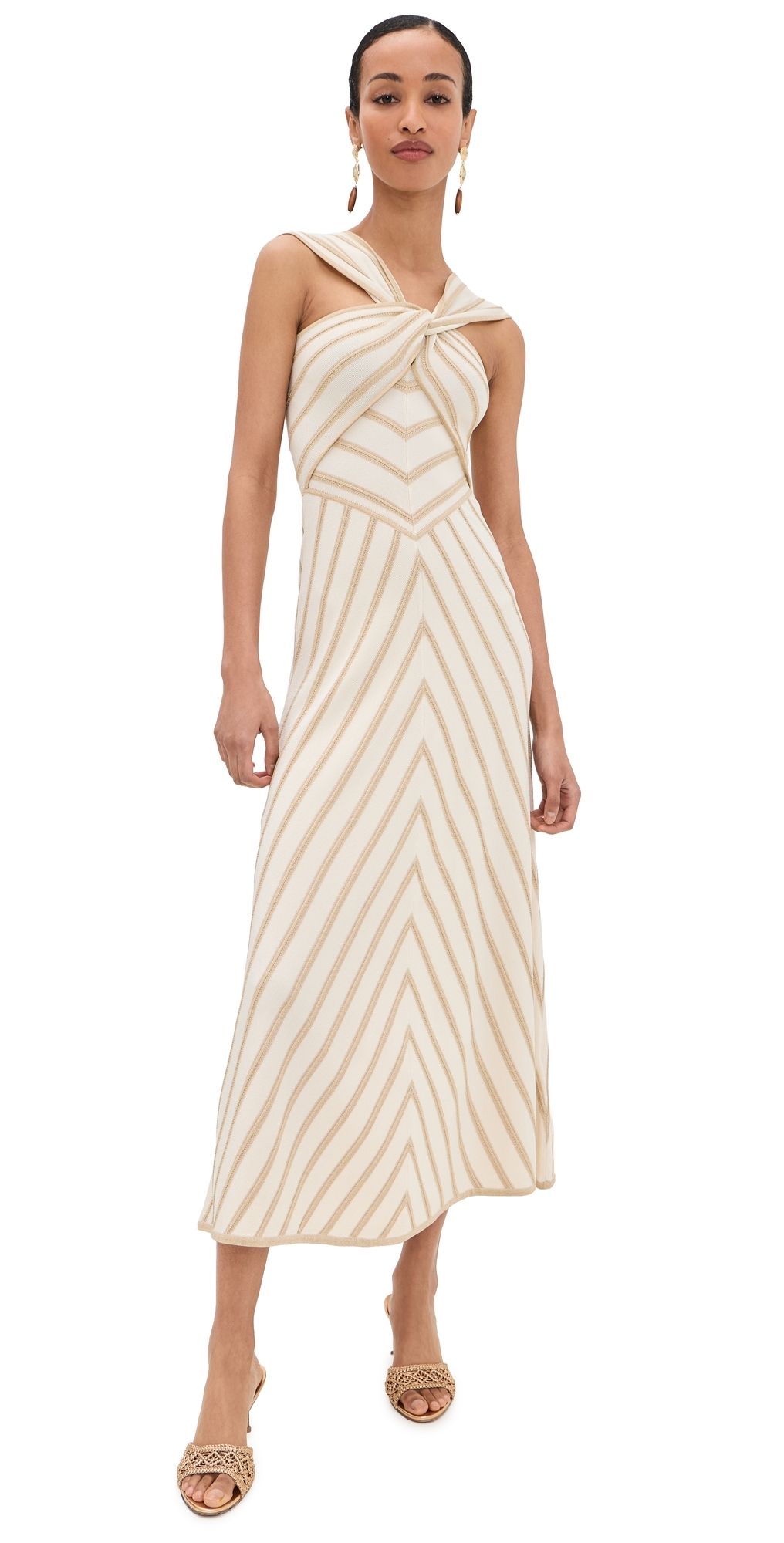 Zimmermann Luna Metallic Halter Dress Cream/Gold 3