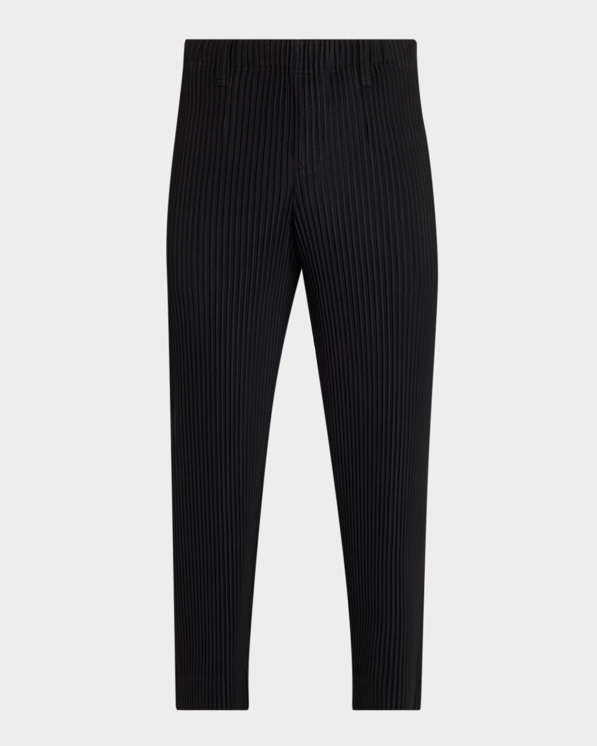 Men & apos;s Polyester Pleated Straight-Leg Pants