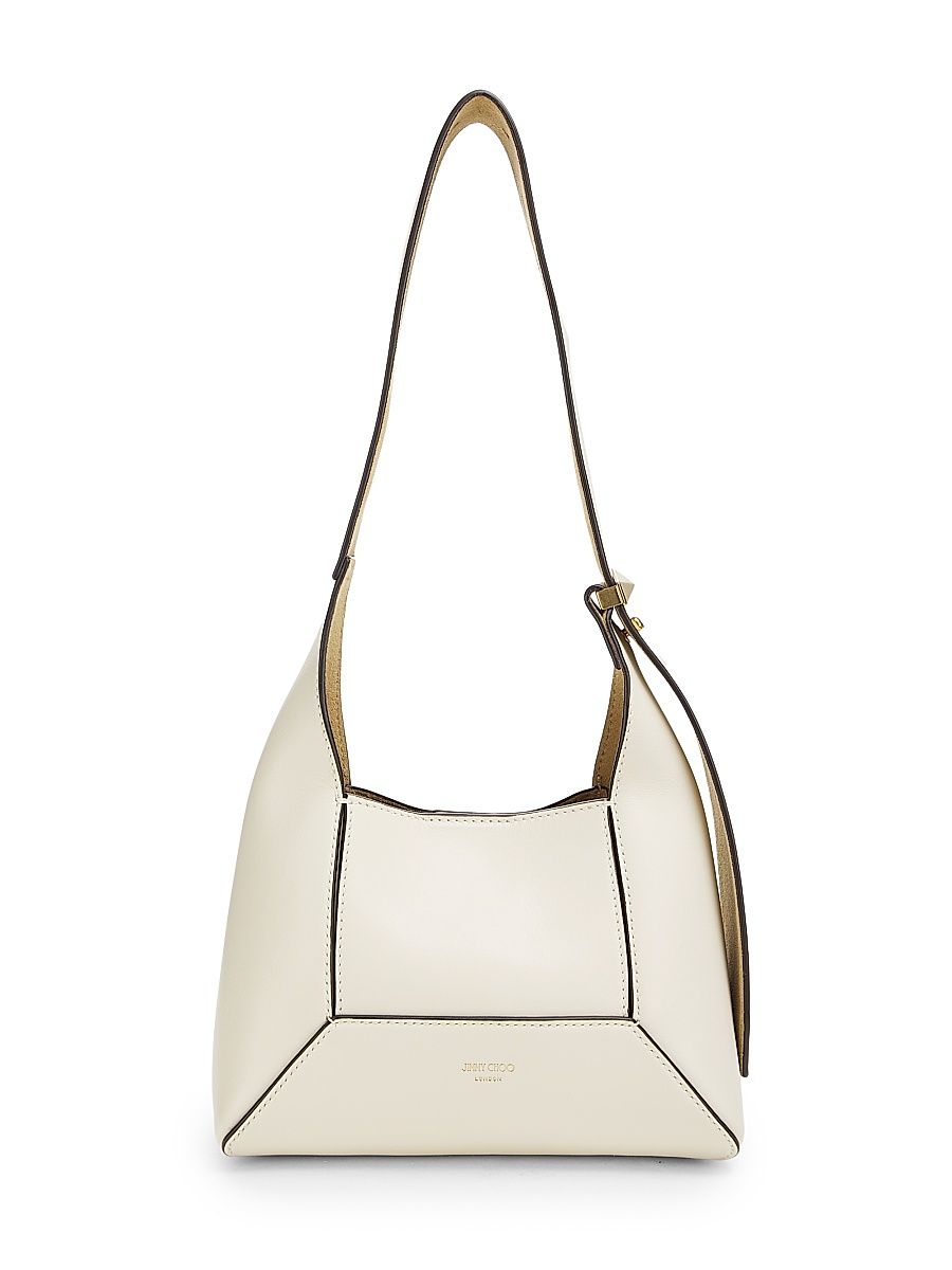 Women's Small Diamond Leather Hobo Bag - Latte Gold