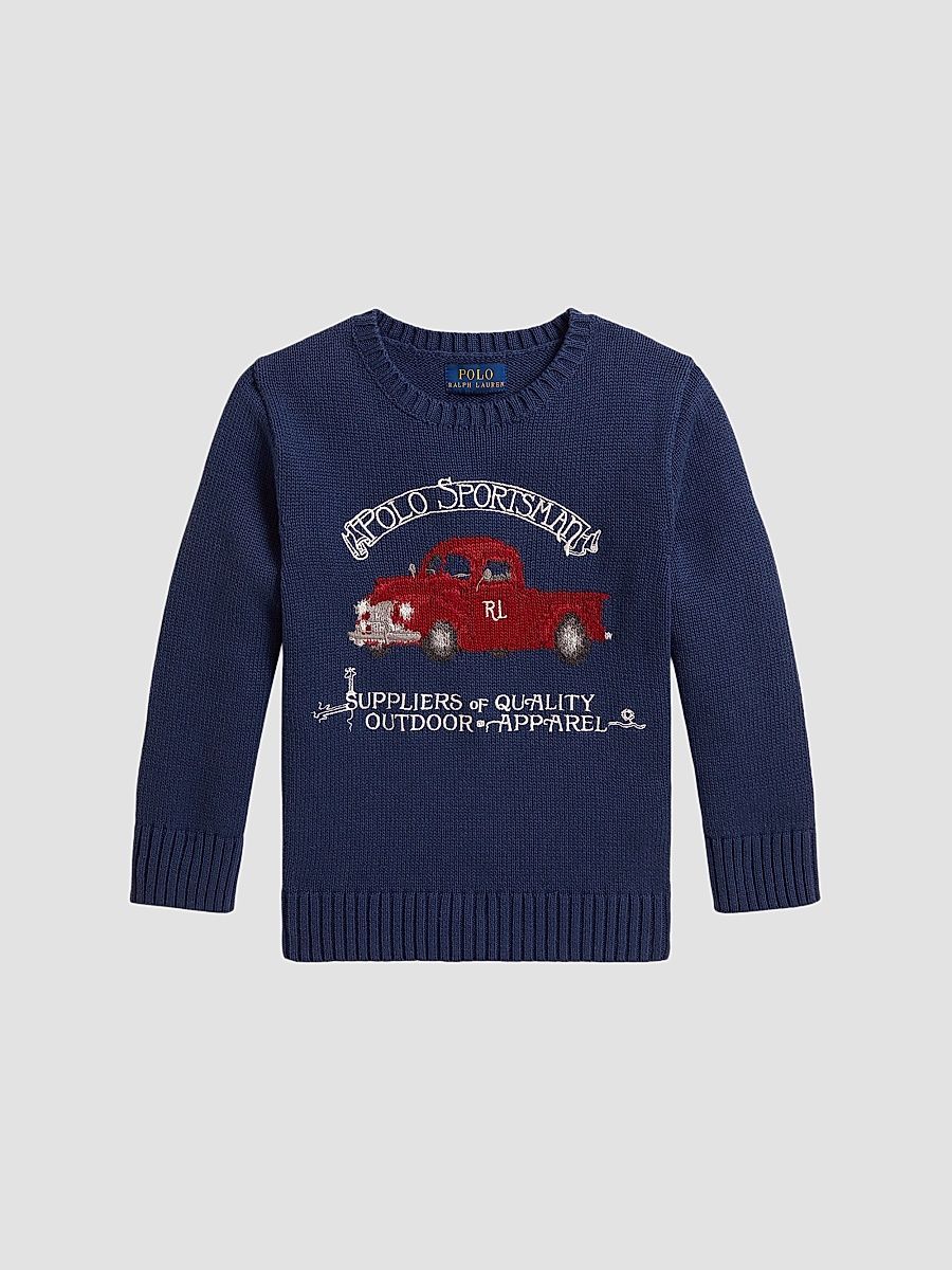 Little Boy's & Boy's Truck Intarsia Sweater - Rustic Navy Multi - Size 8