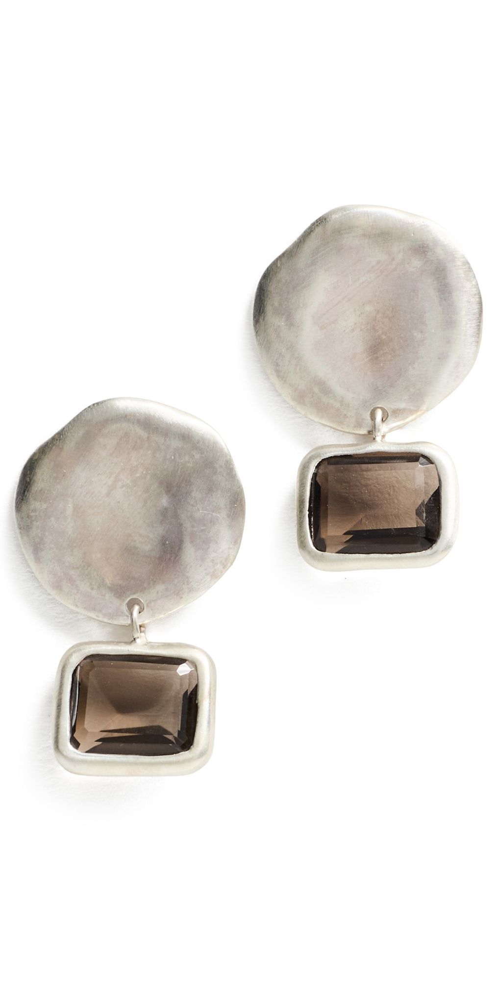 Chan Luu Sterling Silver Coin With Smokey Quartz Drop Earrings Smokey Quartz One Size