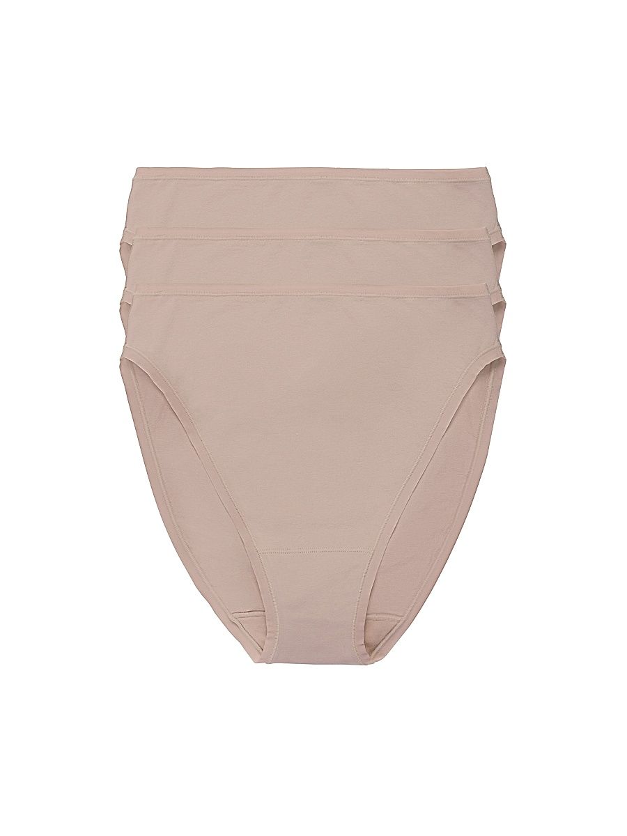 Women's Bliss Bare Cotton High Cut Brief 3-Pack - Cafe - Size XS