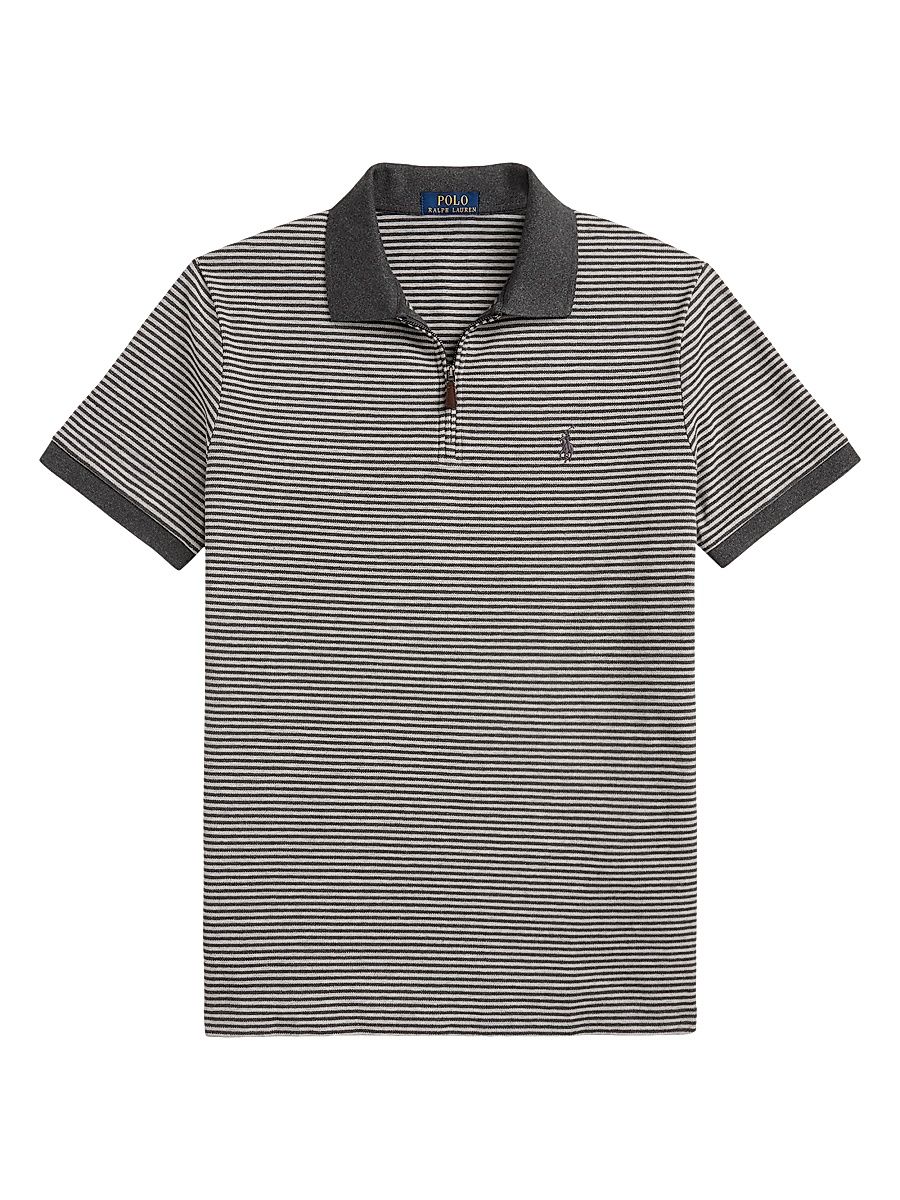 Men's Striped Stretch Mesh Polo Shirt - Heather Grey - Size XXL