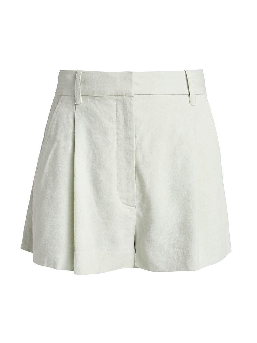 Women's Winston Pleated-Front Linen-Blend Shorts - Pale Mint - Size 14