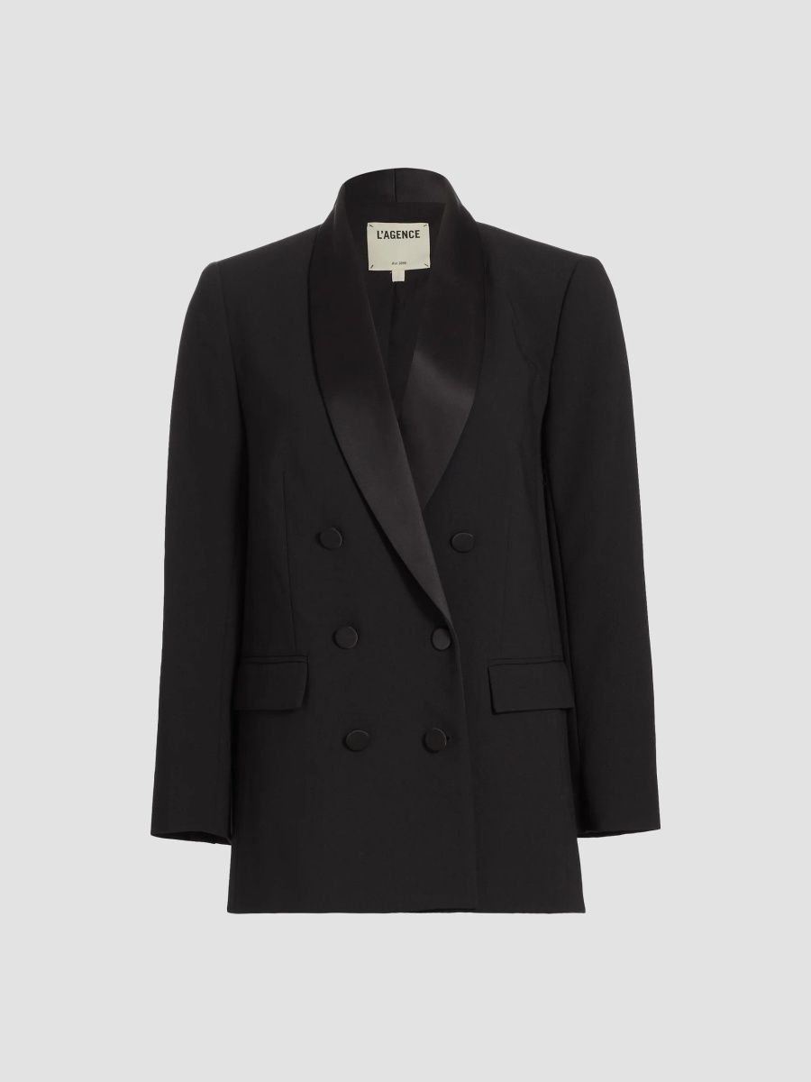 L'AGENCE Women's Jayda Double-Breasted Ponte Blazer - Black Black - Size 10