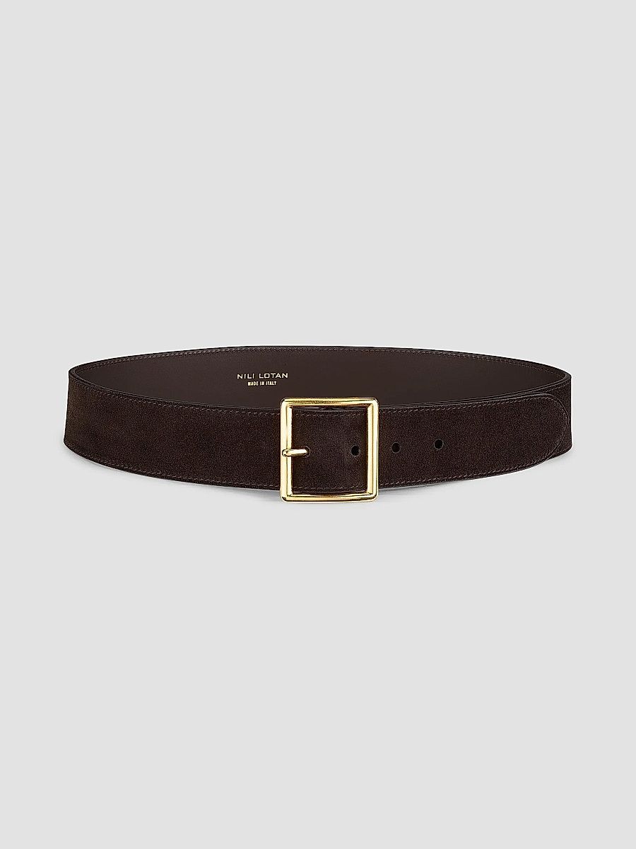 Nili Lotan Women's Marcela Leather Belt - Espresso Gold - Size Medium