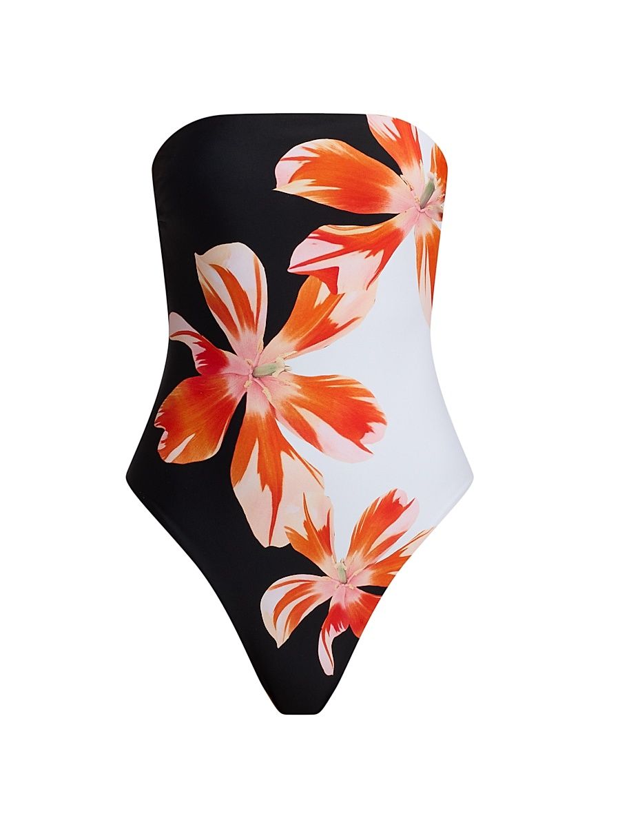 Women's Tropical Flame One-Piece Swimsuit - Size Small