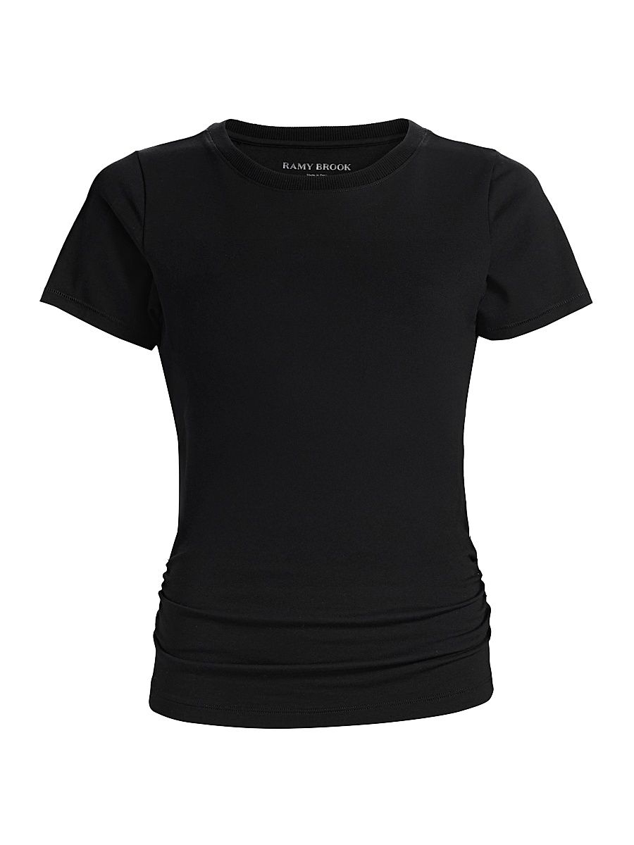 Women's Kate Ruched Cotton-Blend T-Shirt - Black - Size XXL