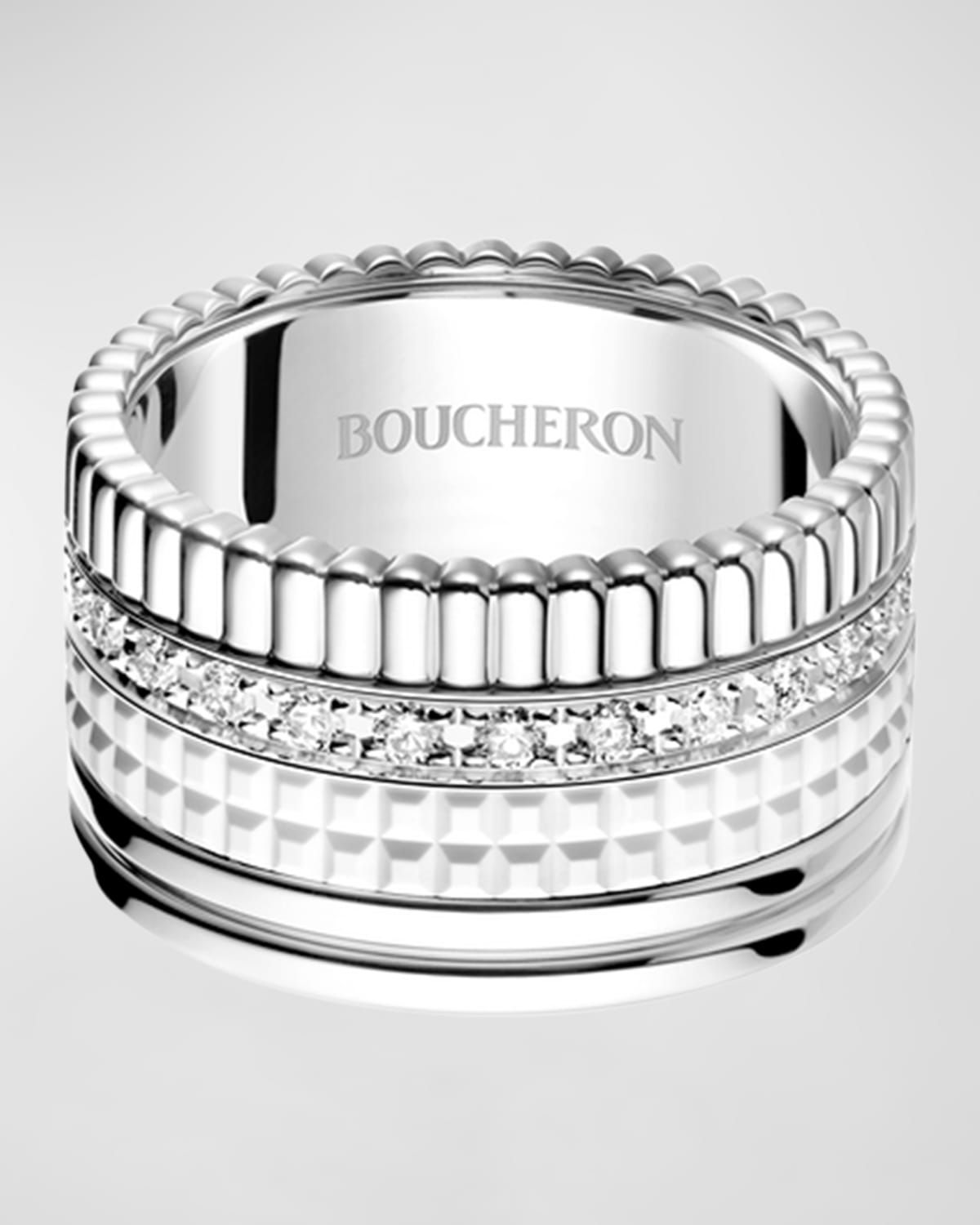 Quatre 18K White Gold Diamond Wide Edition Ring