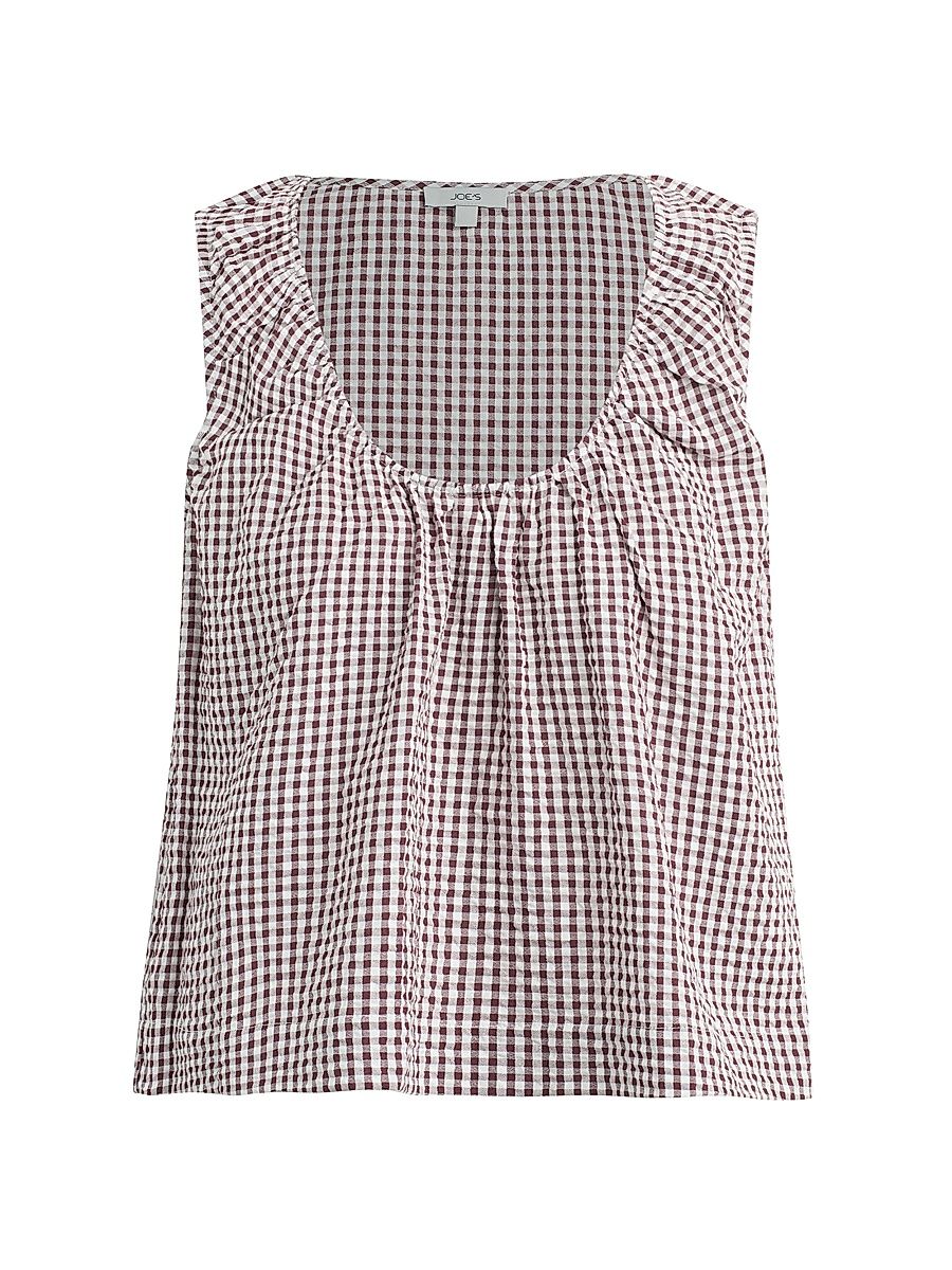 Women's Ana Gingham Cotton-Blend Sleeveless Blouse - Macchiato Gingham - Size XS