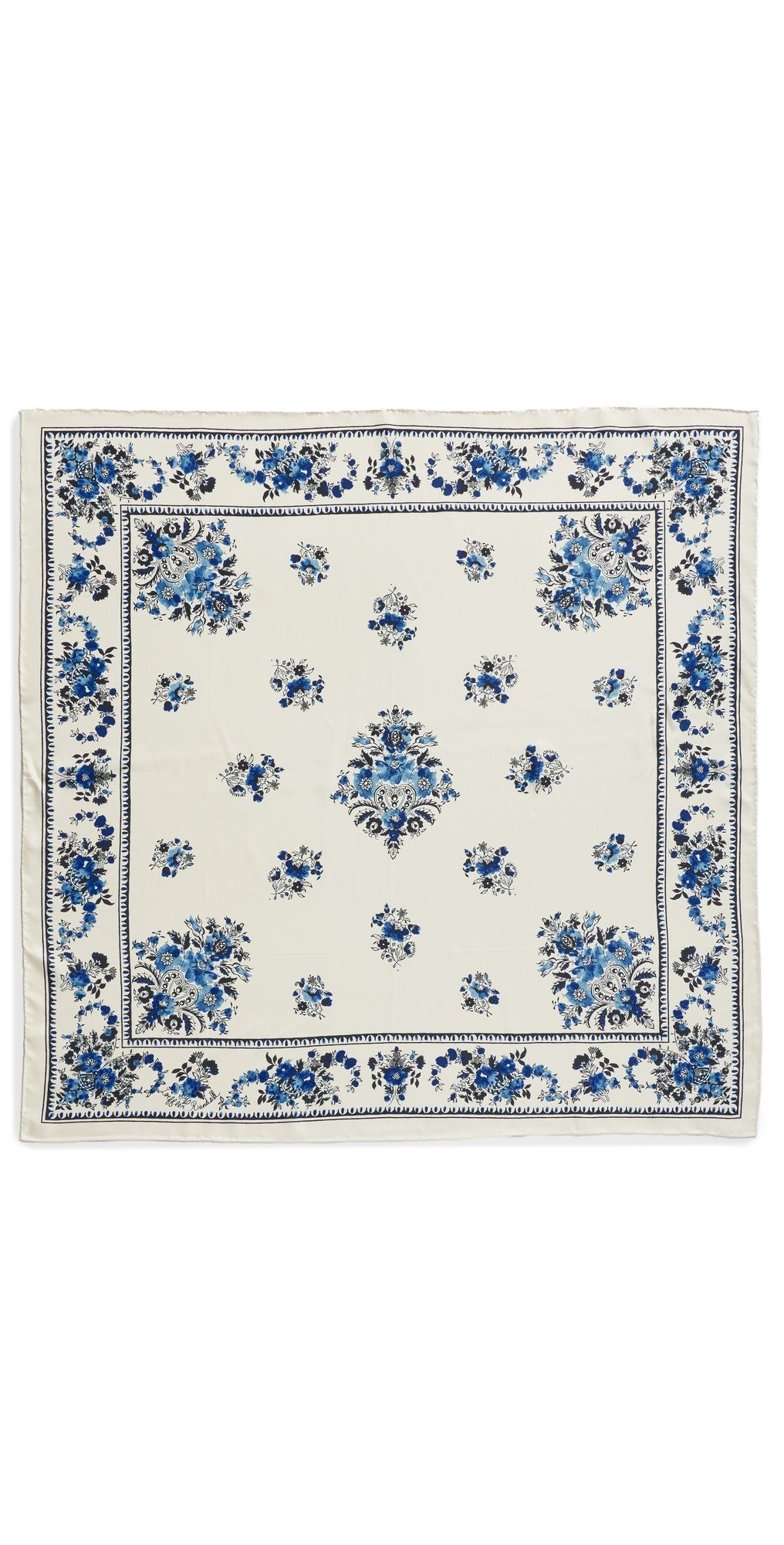 Loeffler Randall Beverly Silk Scarf Cream/Blue Silk One Size