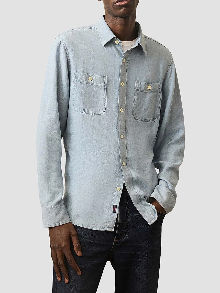 Faherty Brand Men's The Tried & True Chambray Workshirt - Vintage Indigo - Size XXL