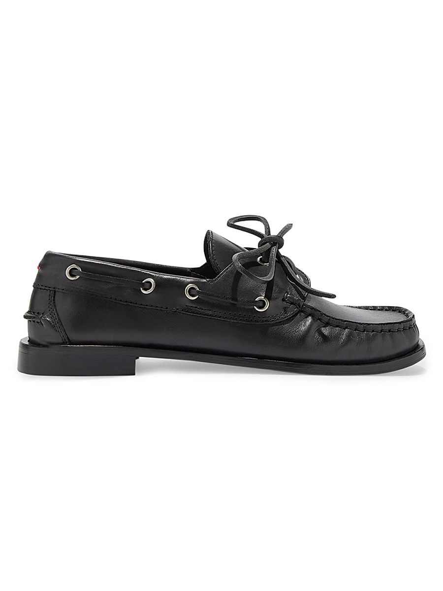 Women's Harris Leather Lace-Up Loafers - Black - Size 9