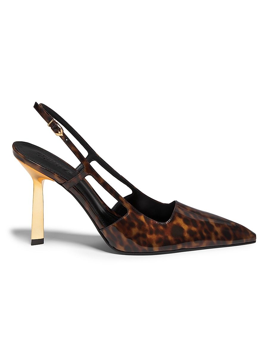 Women's Sophia 100MM Printed Patent Leather Pumps - Leopard - Size 8.5