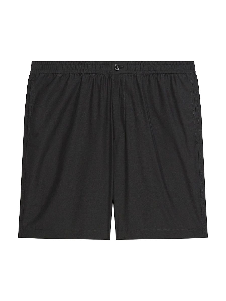 Men's Straight Cotton-Nylon Shorts - Black - Size 38