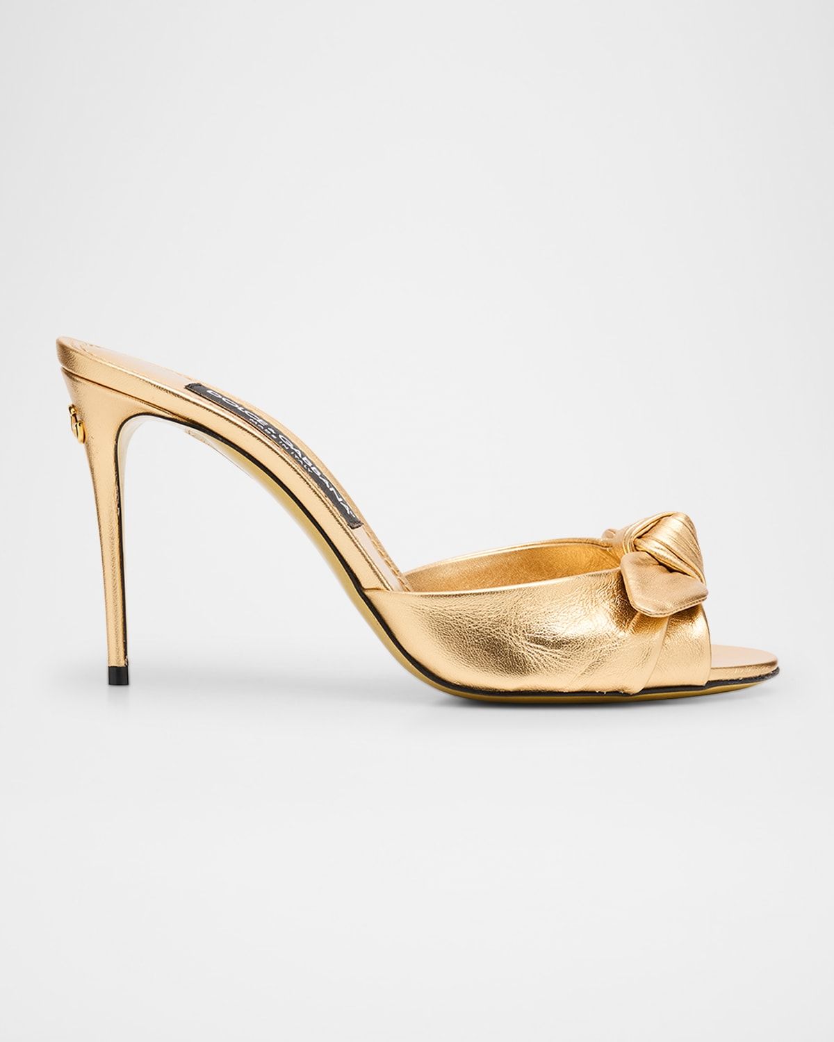 Metallic Knot Stiletto Slide Sandals