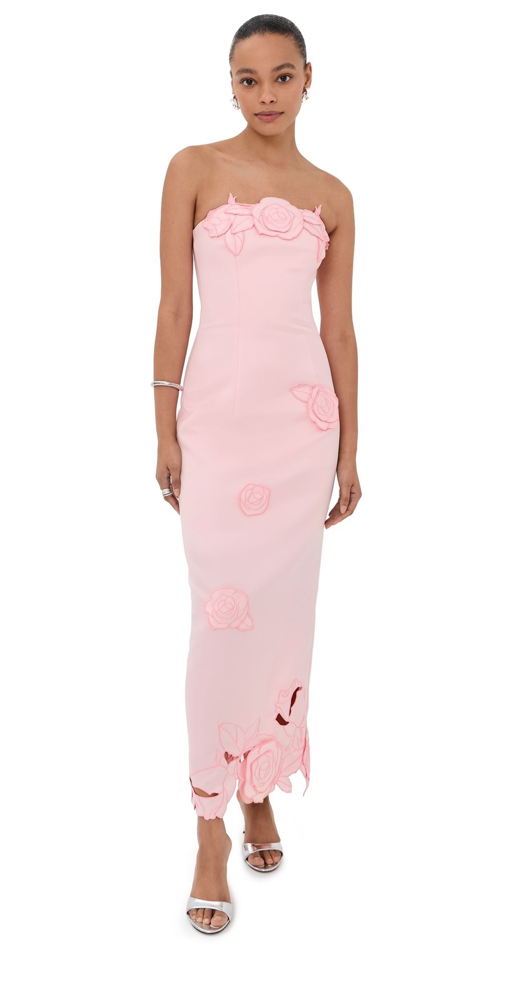 Leo Lin Rayna Applique Bustier Maxi Dress Blush Pink 12